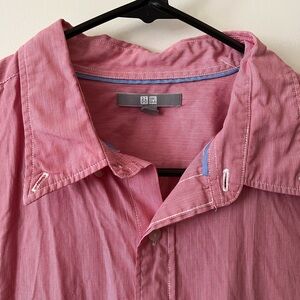 Uniqlo Pink Micro-Striped Button-Down Shirt